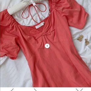 ASTR Pink FERN PUFF SLEEVE MIDI Dress Small